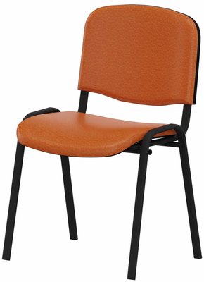VISITEURS ET FONCTIONNELS - 4 Pieds - Joker + - Chaise piétement 4 pieds laqué noir (Noir).Assise et dossier tissu Vinyle V1 Orange (VNB)