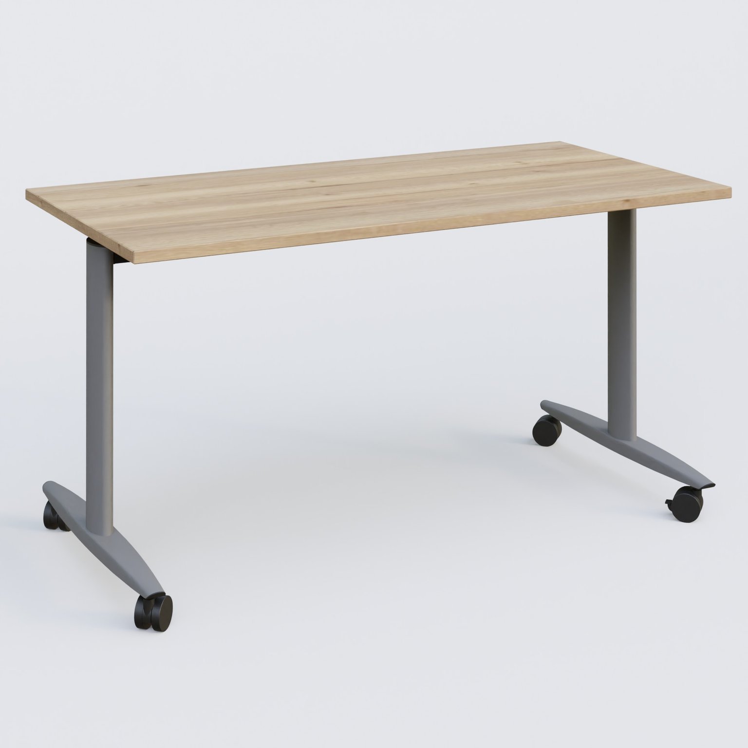Table abattante gamme Design 140*70 cm. Plateau Chêne naturel et pietement Aluminium.