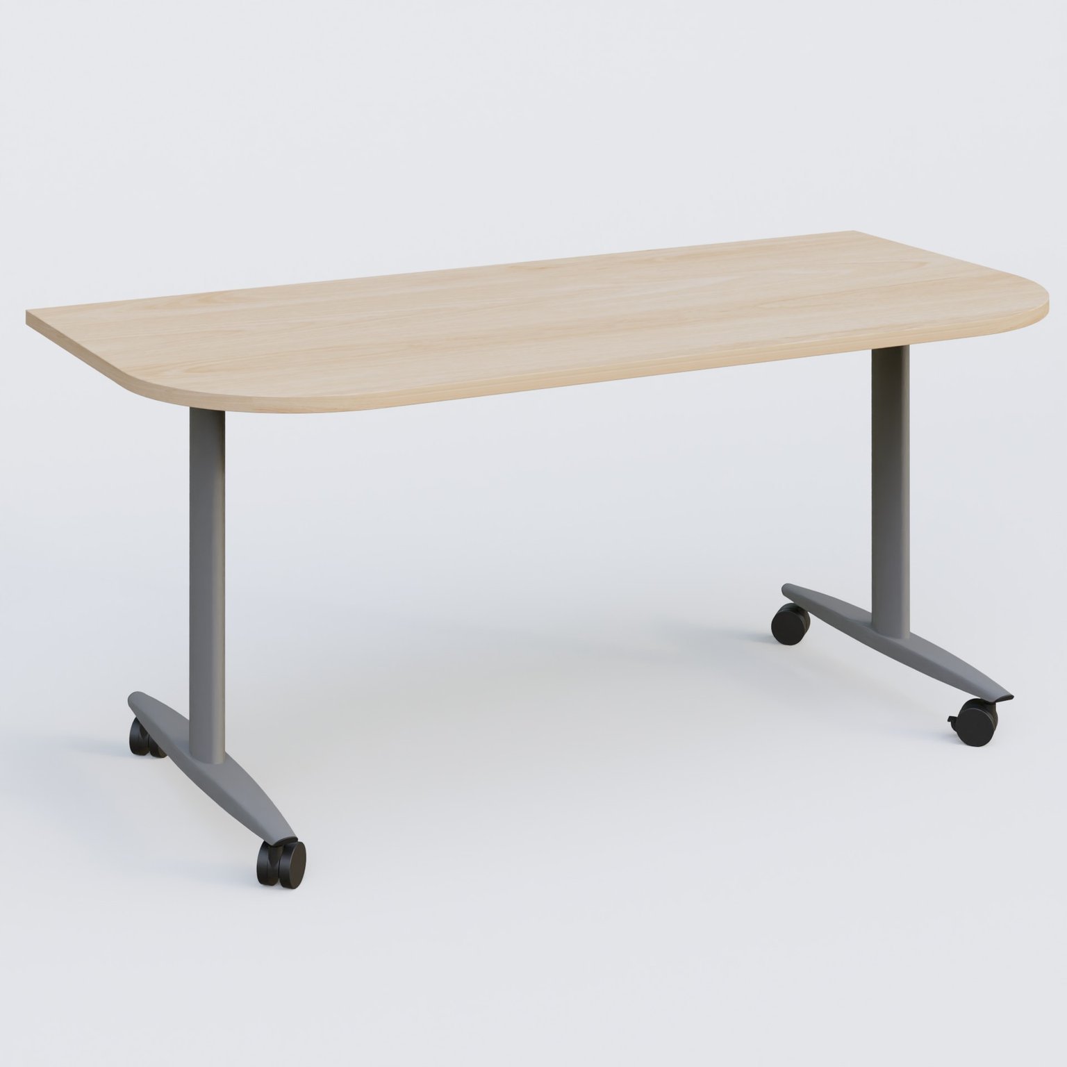 Module d'extrémité pour table abattante gamme Design 165*80 cm. Plateau Hêtre et pietement Aluminium.