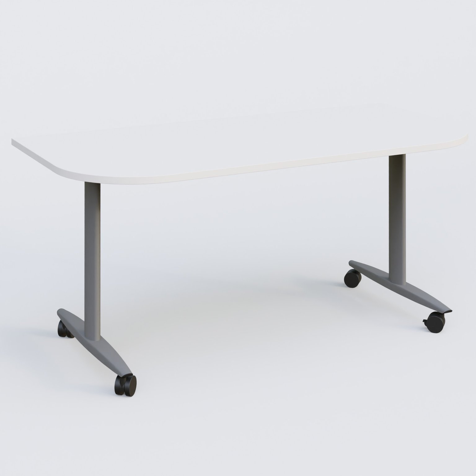Module d'extrémité pour table abattante gamme Design 165*80 cm. Plateau Blanc et pietement Aluminium.