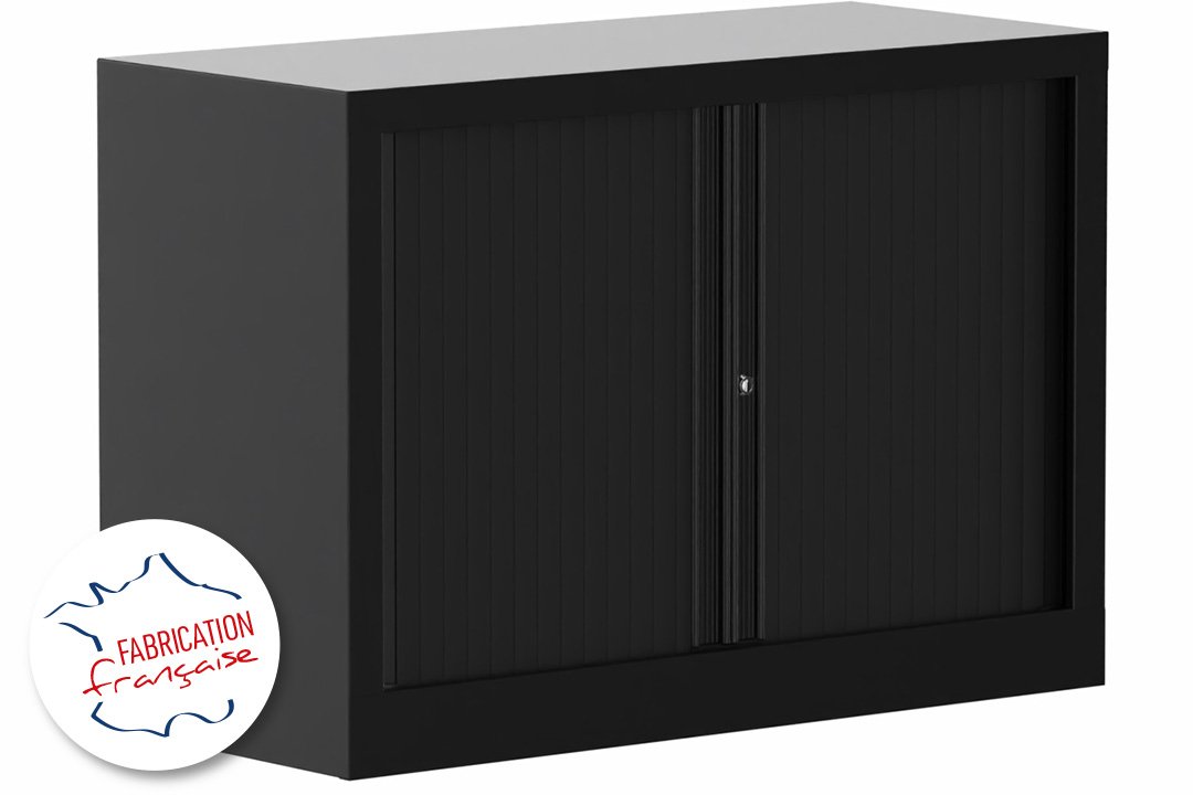 Armoire à rideaux H 70XL100XP43 1 Tablette , coffre noir/rideaux noir
