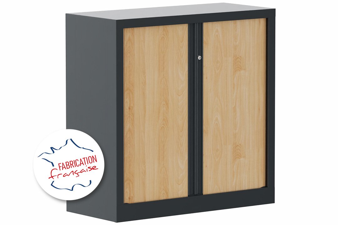 Armoire à rideaux H100xL100cm 2 tablettes