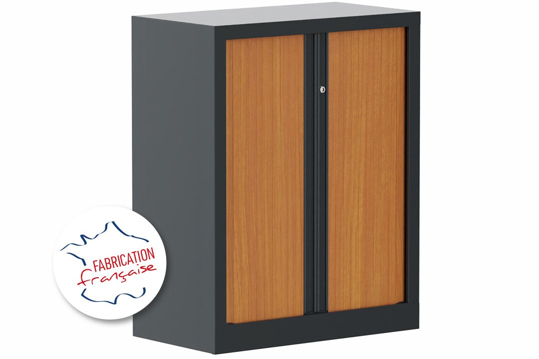Armoire à rideaux H100xL80cm 2 tablettes