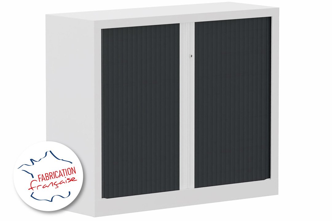 Armoire à rideaux H100xL120cm 2 tablettes