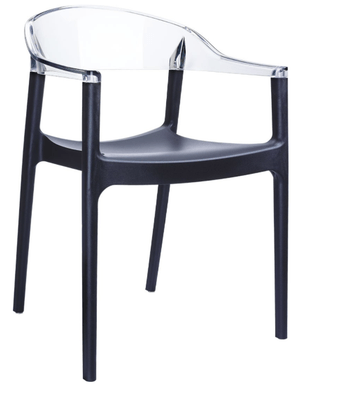 POLYPROPYLENE - FAUTEUILS  - WALLIS-Fauteuil design bicolore en polycarbonate transparent -jeu de couleur et de transparence -Finition noir et transparent