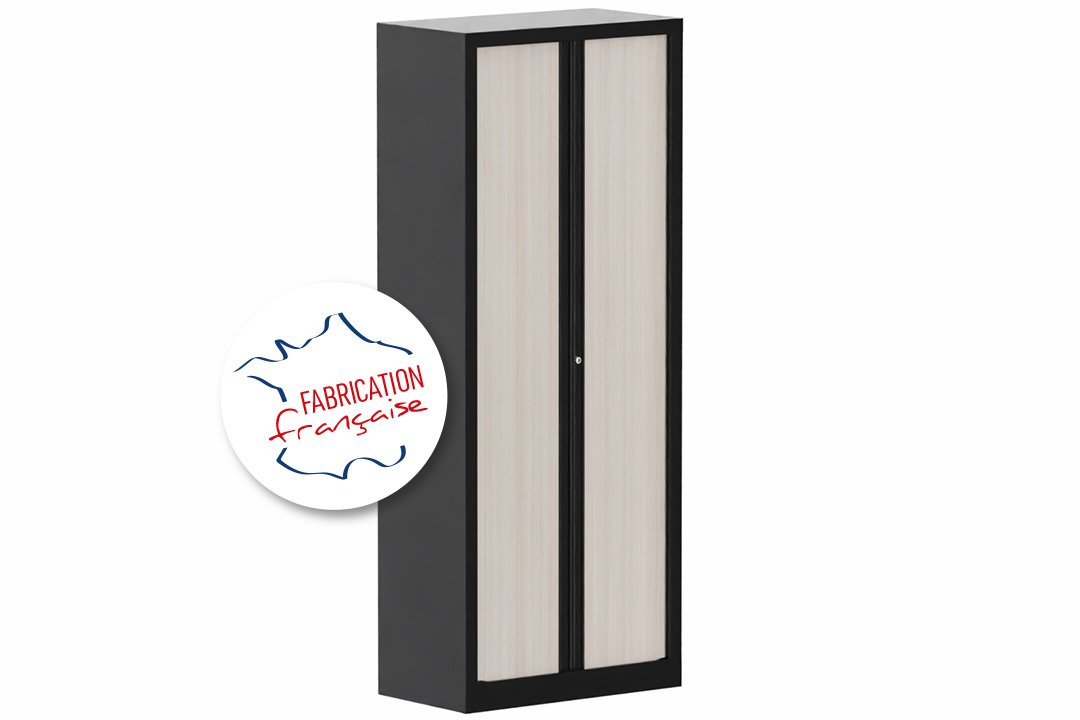 Armoire à rideaux H198xL80cm 4 tablettes