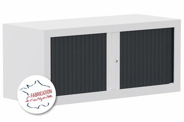 ARMOIRES A RIDEAUX - Largeur 100 / Hauteur 44 cm - Armoire rehausse H44xL100cm, coffre blanc, rideaux anthracite