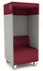 PHONE BOX cabine avec banquette L.73xP.71xH.164cm, sur roulettes coloris bordeaux et gris clair 
