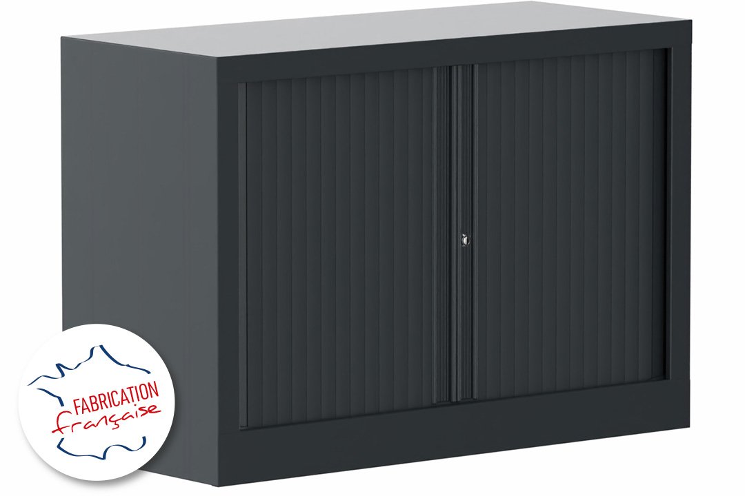 Armoire à rideaux H69,5xL100cm 1 tablette coffre anthracite/rideaux anthracite
