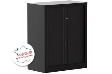 ARMOIRES A RIDEAUX - Largeur 80 cm - Armoire à rideaux H100xL80cm 2 tablettes coffre noir/rideaux noir - sur délai
