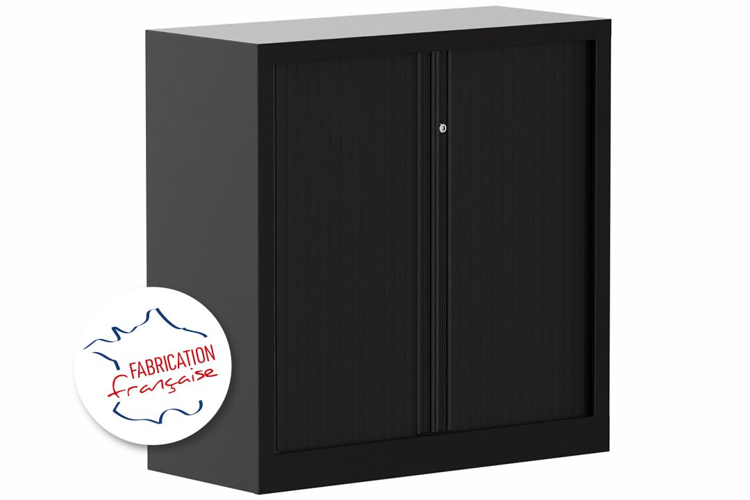 Armoire à rideaux 2P H100XL100XP43 2 Tablettes , coffre noir /rideaux noir