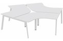 Ensemble de 3 compacts 120° symétrique 120 x 120 / 80 cm, structure pied d'angle, plateau blanc, structure blanc