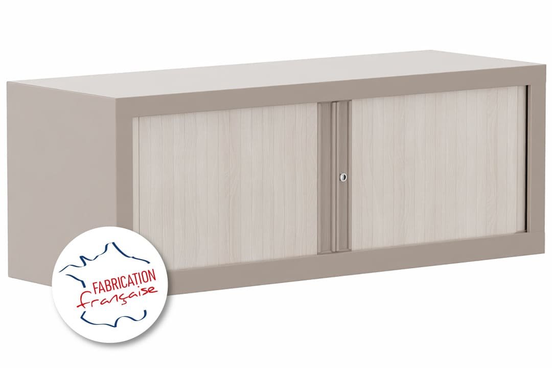 Armoire rehausse H44xL120cm coffre basalte/rideaux acacia
