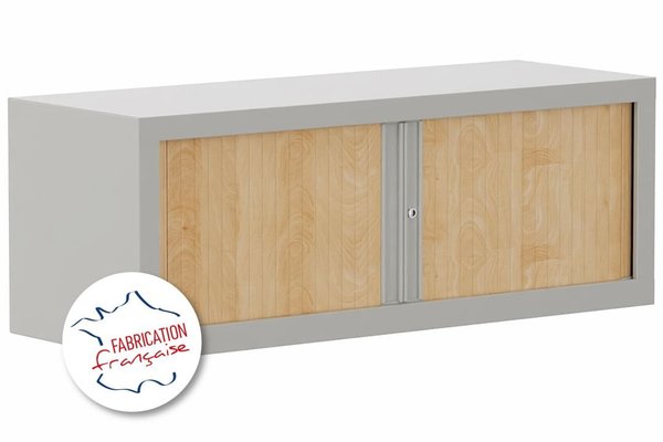 [Pas de famille] - [Pas de sous famille] - Armoire rehausse H44xL120cm coffre aluminium/rideaux hêtre