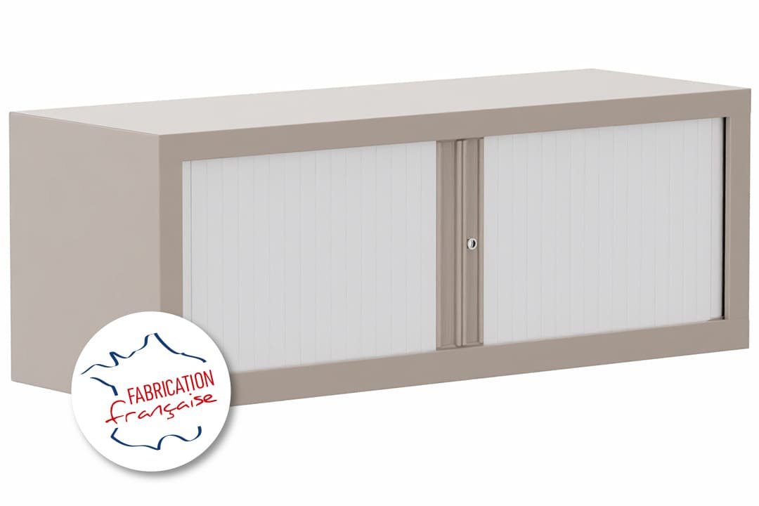 Armoire rehausse H44xL120cm coffre basalte/rideaux blanc