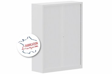ARMOIRES A RIDEAUX - Largeur 120 cm - Armoire à rideaux H160xL120cm 3 tablettes coffre blanc/rideaux blanc