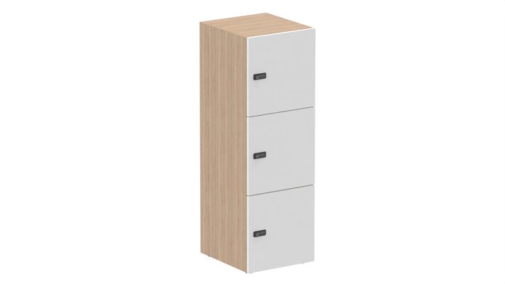 CASIERS - 3 cases - Meuble à cases H.137xL.45xP.50cm - 3 cases H43cm. portes pleine. serrure à code