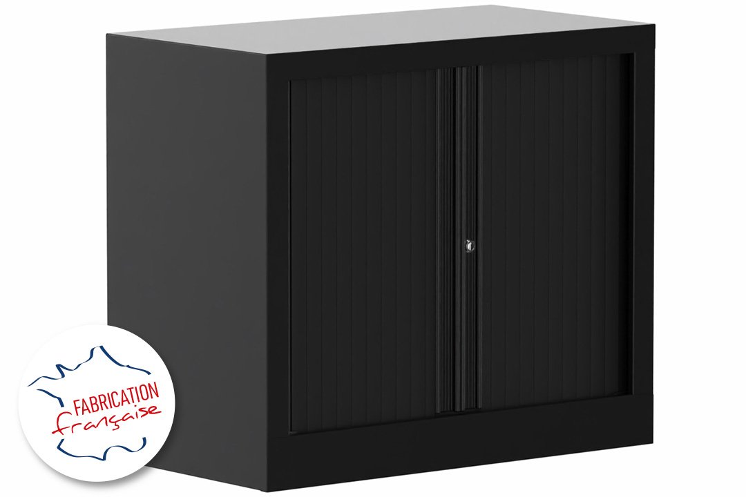Armoire à rideaux H 70XL 80XP43 1 Tablette ,coffre noir/rideaux noir