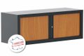 Armoire rehausse H44xL120cm coffre anthracite/rideaux merisier