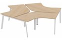 Ensemble de 3 compacts 120° symétrique 120 x 120 / 80 cm, structure pied d'angle, plateau hêtre, structure blanc