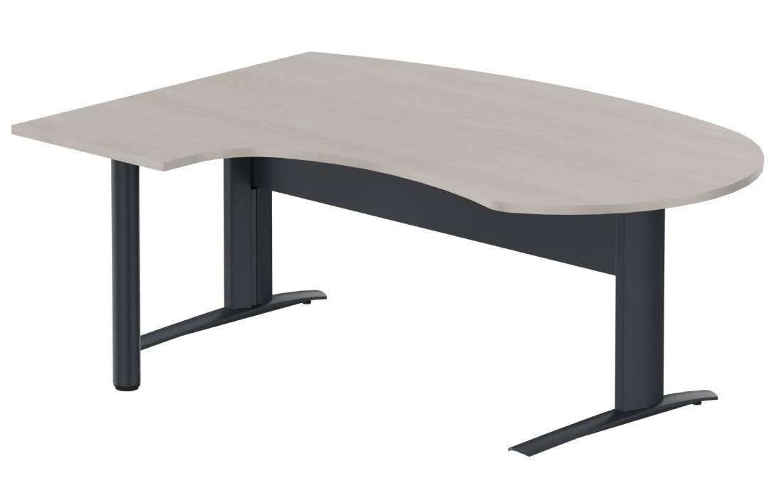K1 VDF métal compact 90° manager 190x141x104x60cm sur pied de soutien, plateau acacia, structure anthracite