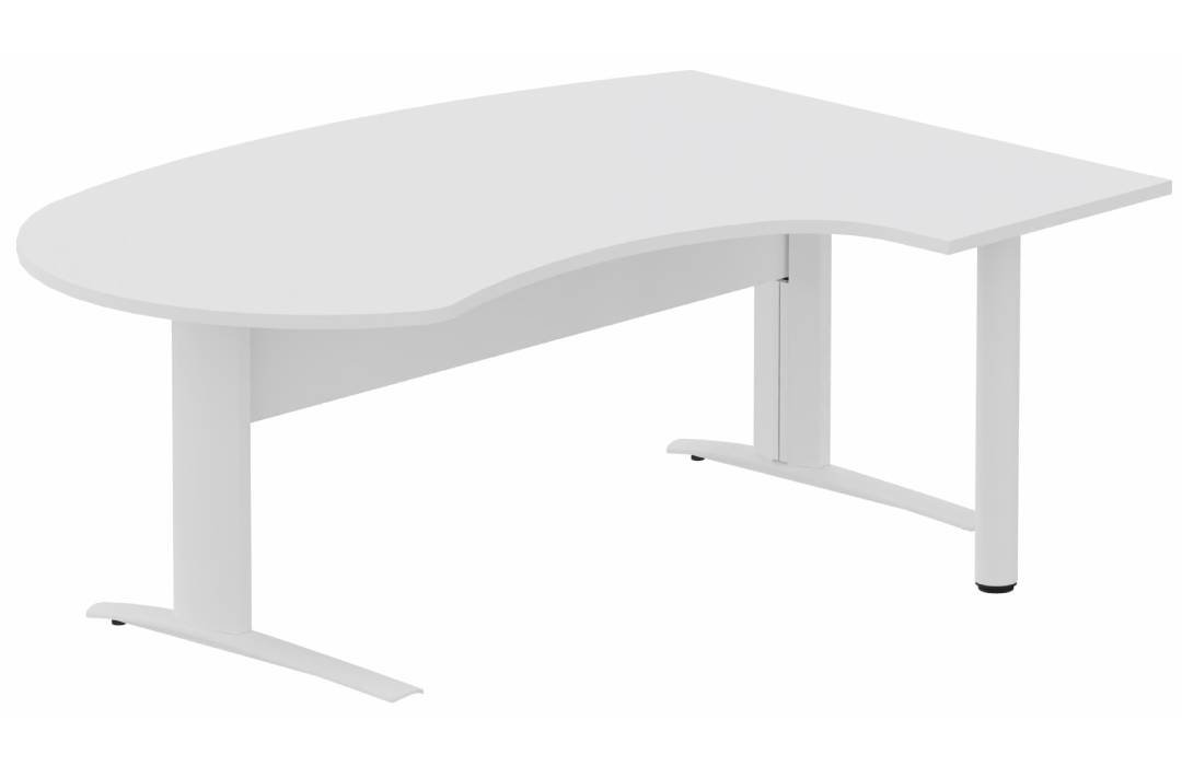 K1 VDF métal compact 90° manager 190x141x104x60cm sur pied de soutien, plateau blanc, structure blanc