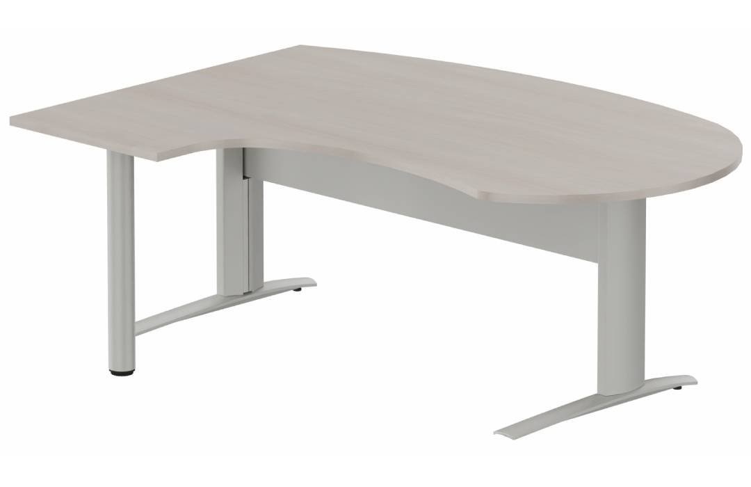 K1 VDF métal compact 90° manager 190x141x104x60cm sur pied de soutien, plateau acacia, structure aluminium