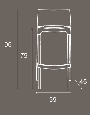POLYPROPYLENE - TABOURETS  - GALICE-Chaise haute en polypropylène recyclable. Pieds en aluminium anodisé 25x25mm. Usage intérieur et extérieur. Empilable par 4. Coloris blanc
