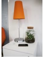 LUMINAIRES - Lampes - CUP MINI Lampe  à poser  avec abat jour tissu tissu ORANGE pietement fin - dotèe d'une prise USB