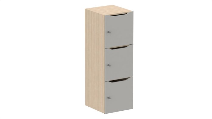 CASIERS - 3 cases - Meuble à cases H.137xL.45xP.50cm - 3 cases H43cm, portes avec découpe en partie haute, serrure à clé - sur délai