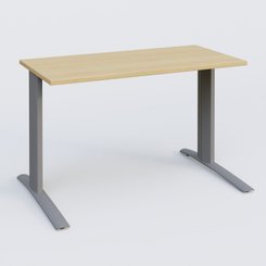 Gamme K1 - Plans droits - K1 Plateau droit 120x60 pieds fixe. Plateau Chêne clair et pietement Aluminium