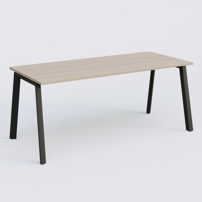 Gamme K8 - Plans droits - K8 plan droit 180*80 sur pieds fixe. Plateau Acacia et pietement Noir Grainé