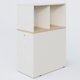 Tour de rangement hauteur de bureau position à gauche avec Niche. Caisson Hêtre et top de finition Blanc.