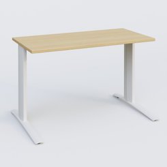 Gamme K1 - Plans droits - K1 Plateau droit 120x60 pieds fixe. Plateau Chêne clair et pietement Blanc
