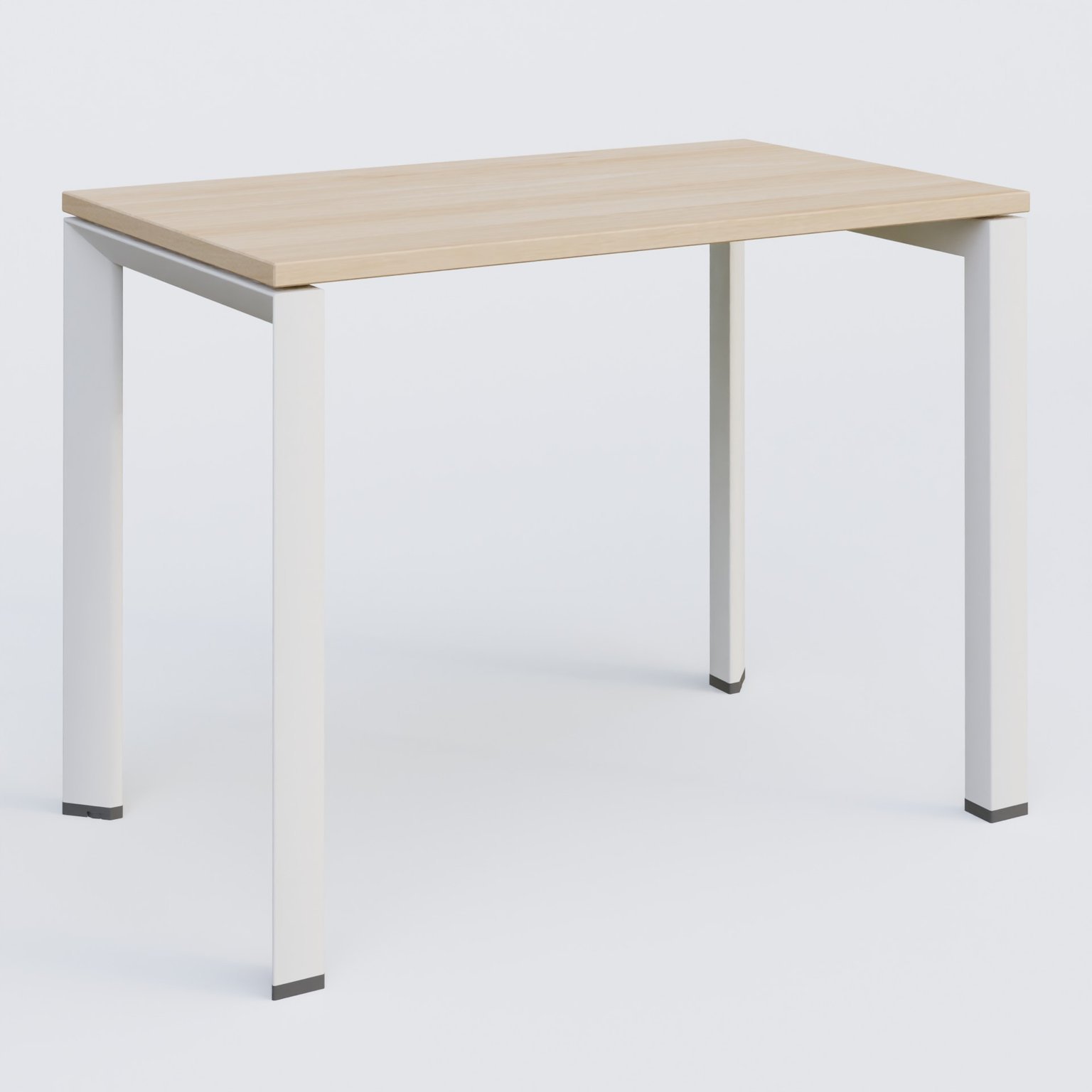 K7 plan droit 100*60 sur pieds fixe. Plateau Hêtre et pietement Blanc
