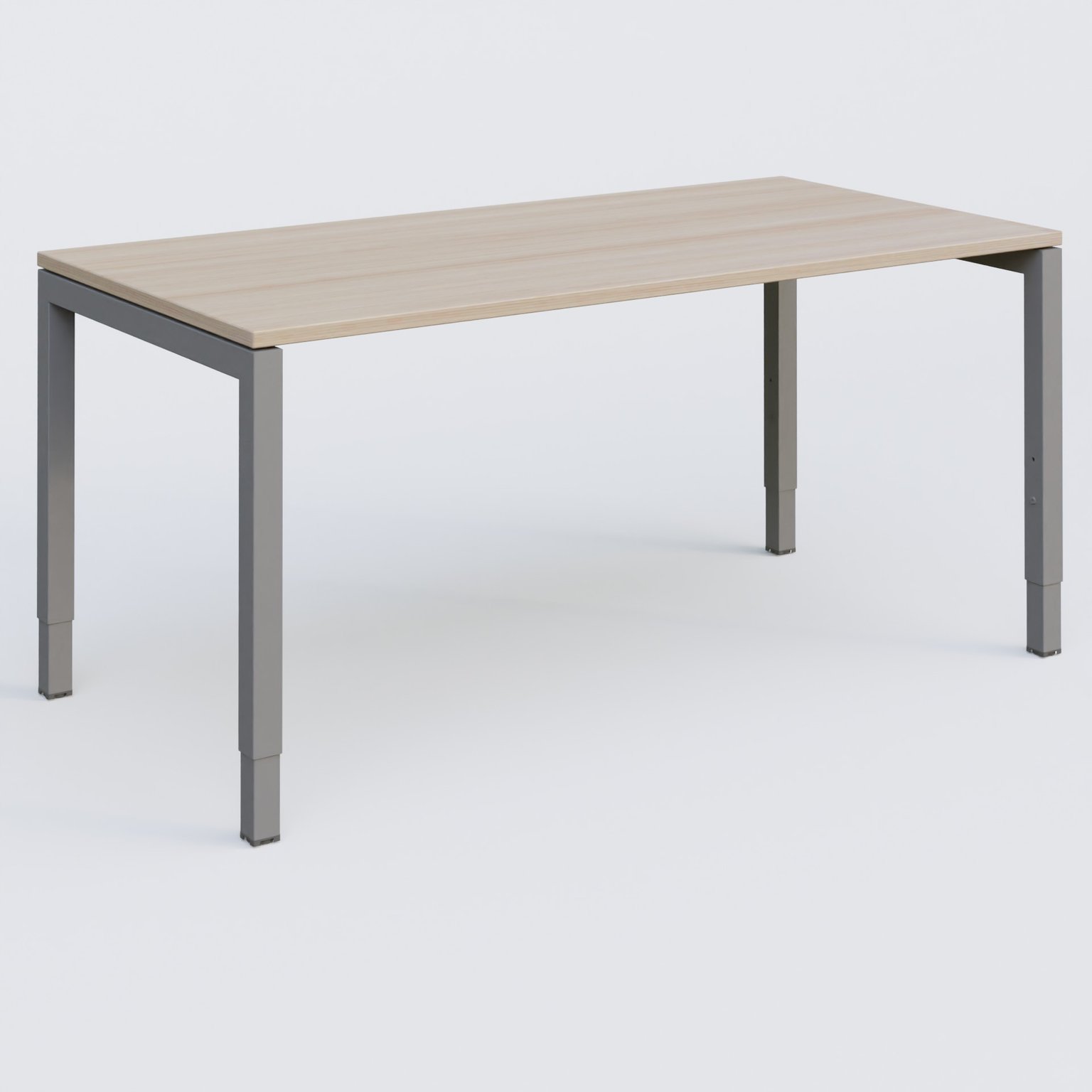 Bureau droit gamme K3 160-80 cm hauteur réglable. Plateau Acacia et pietement Aluminium.