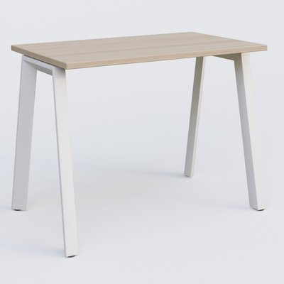 Gamme K8 - Plans droits - K8 plan droit 100*60 sur pieds fixe. Plateau Acacia et pietement Blanc