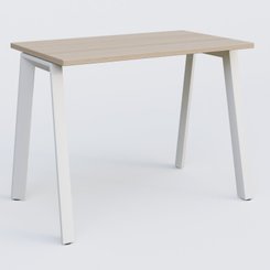 Gamme K8 - Plans droits - K8 plan droit 100*60 sur pieds fixe. Plateau Acacia et pietement Blanc