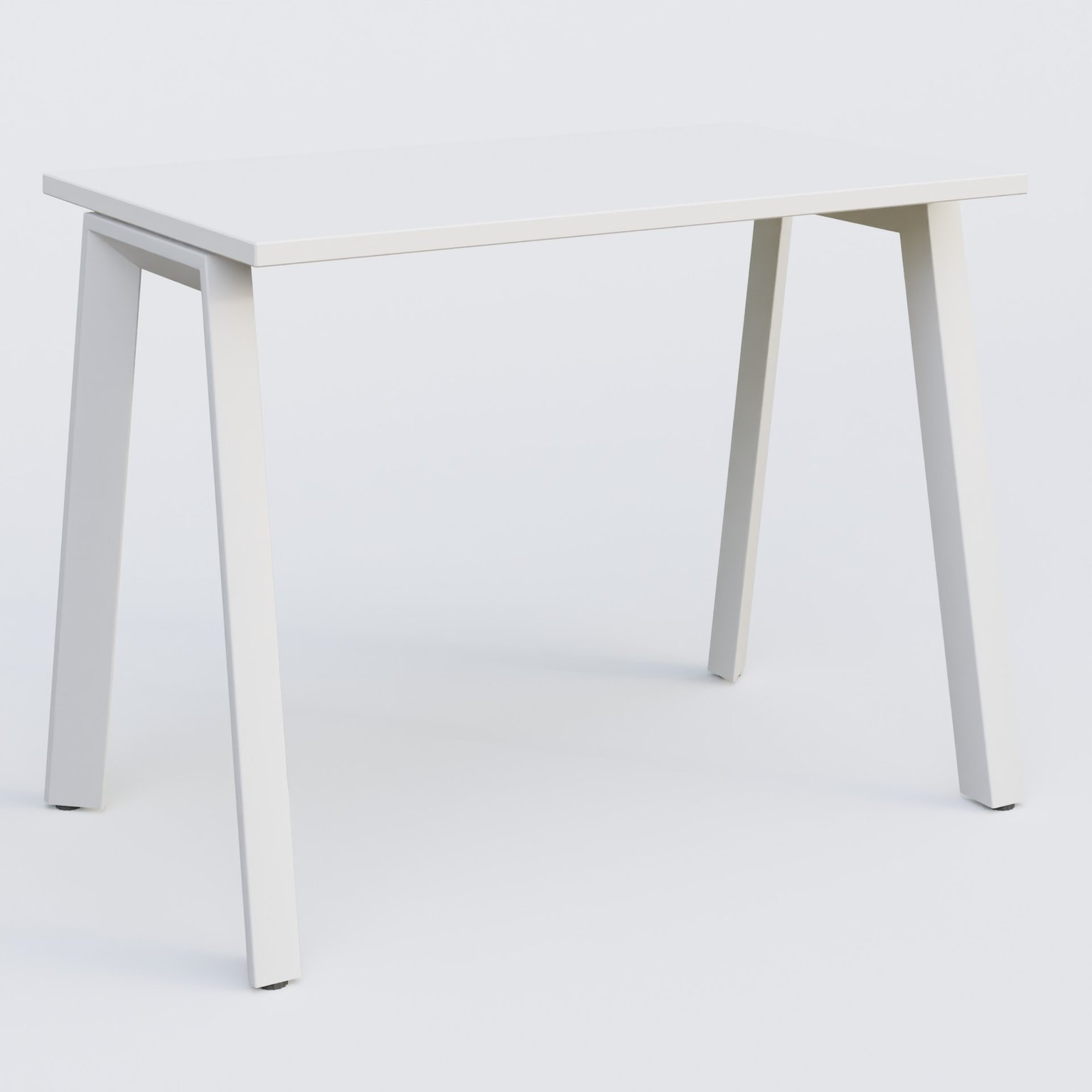 K8 plan droit 100*60 sur pieds fixe. Plateau Blanc et pietement Blanc