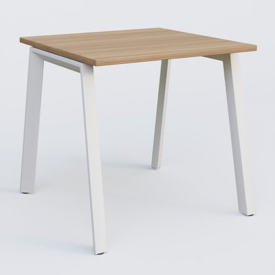 Gamme K8 - Plans droits - K8 plan droit 80*80 sur pieds fixe. Plateau Noyer et pietement Blanc