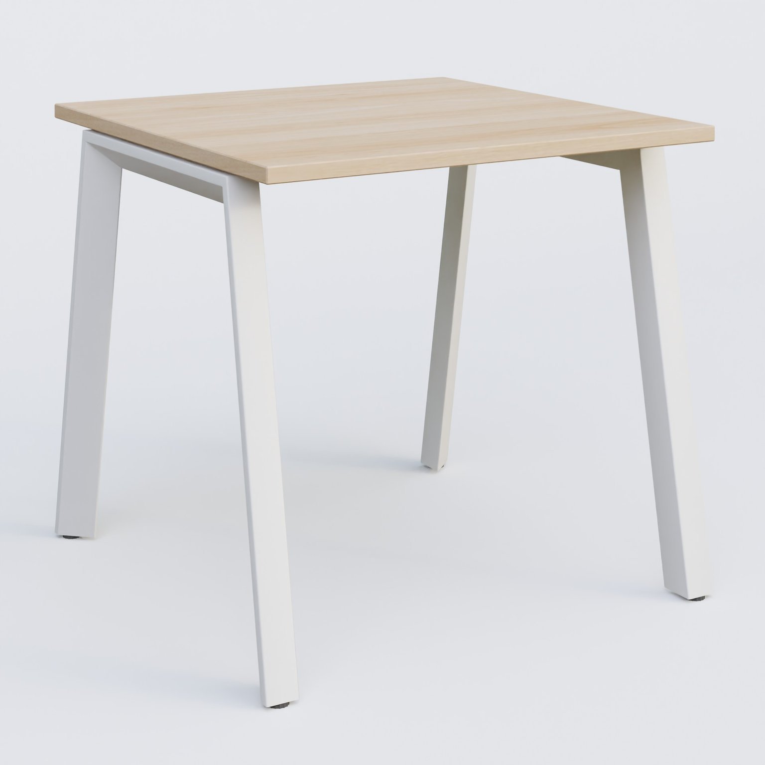 K8 plan droit 80*80 sur pieds fixe. Plateau Hêtre et pietement Blanc