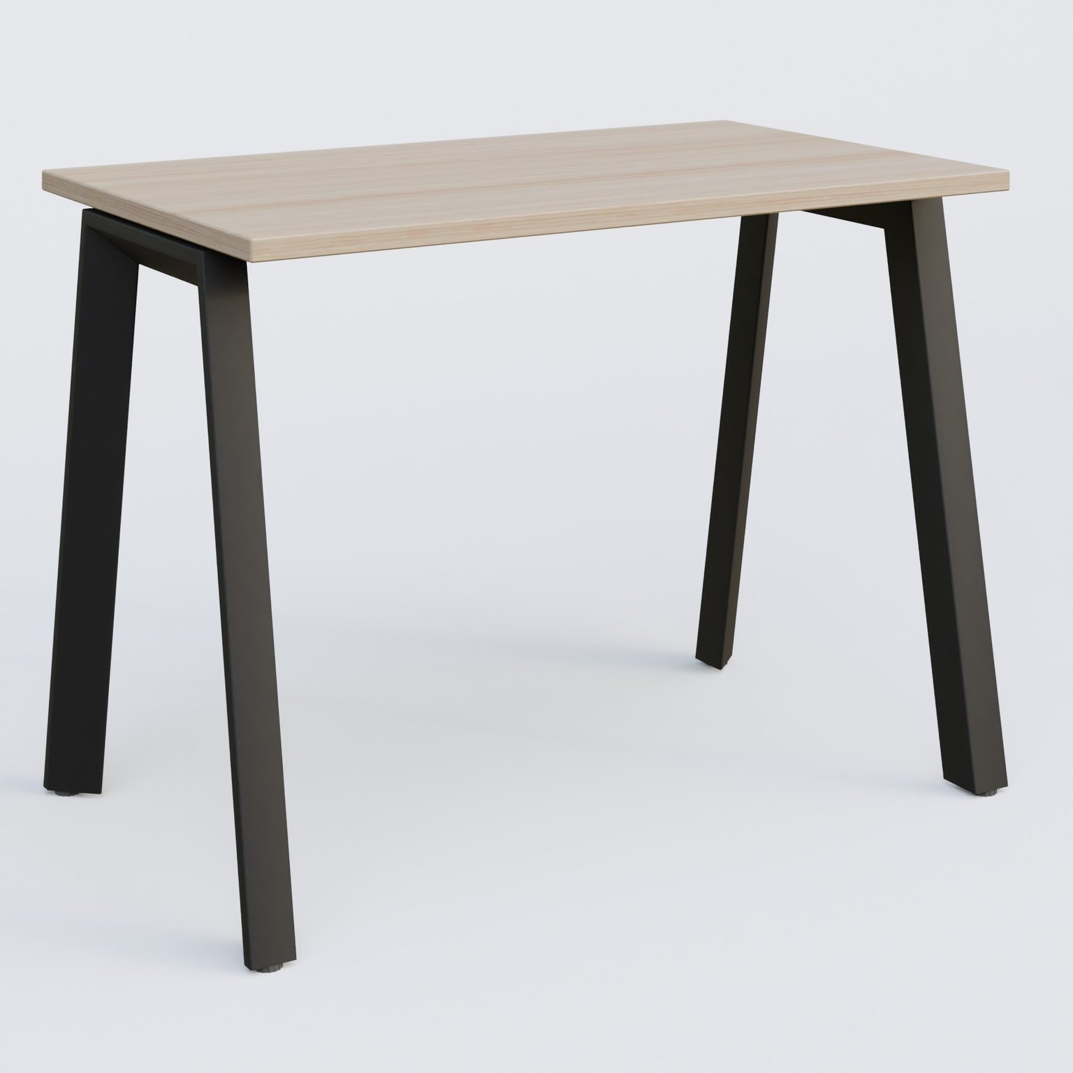K8 plan droit 100*60 sur pieds fixe. Plateau Acacia et pietement Noir Grainé