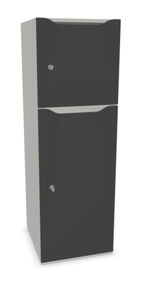 CASIERS - 2 cases - Meuble à cases H.137xL.45xP.50cm - 2 cases : 1 x H86cm (en bas) + 1 x H43cm. portes avec découpe en partie haute. serrure à clé