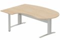 K1 VDF métal compact 90° manager 190x141x104x60cm sur pied de soutien, plateau hêtre, structure aluminium
