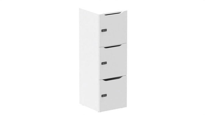 CASIERS - 3 cases - Meuble à cases H.137xL.45xP.50cm - 3 cases H43cm. portes avec découpe en partie haute. serrure à code