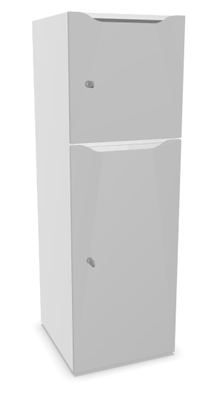 CASIERS - 2 cases - Meuble à cases H.137xL.45xP.50cm - 2 cases : 1 x H86cm (en bas) + 1 x H43cm. portes avec découpe en partie haute. serrure à clé