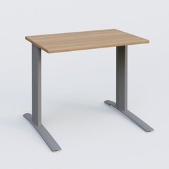 Gamme K1 - Plans droits - K1 Plateau droit 80x60 pieds fixe. Plateau Noyer et pietement Aluminium