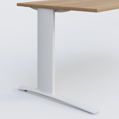 Gamme K1 - Plans droits - K1 Plateau droit 100x60 pieds fixe. Plateau Noyer et pietement Blanc