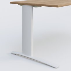 Gamme K1 - Plans droits - K1 Plateau droit 100x60 pieds fixe. Plateau Noyer et pietement Blanc
