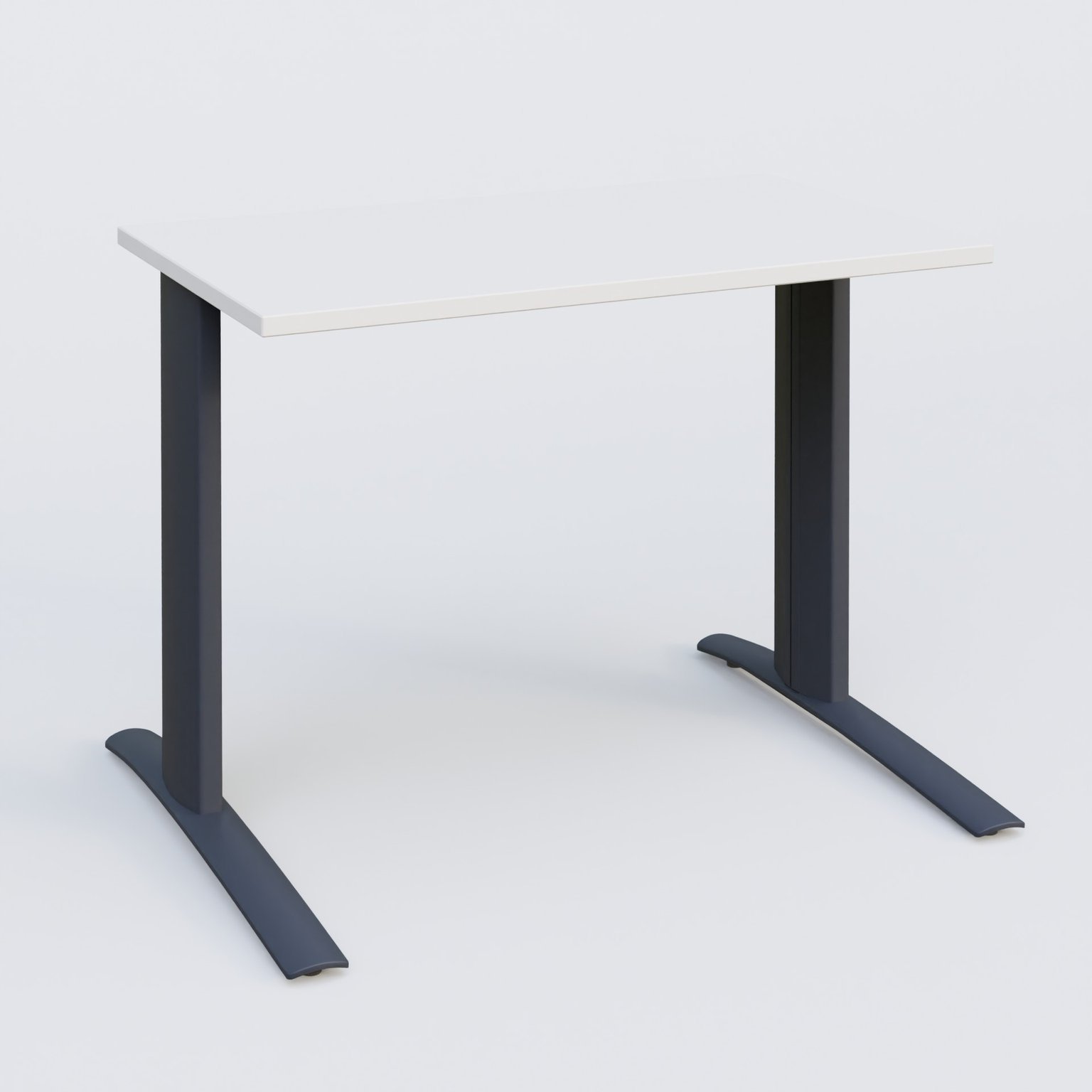 K1 Plateau droit 100x60 pieds fixe. Plateau Blanc et pietement Anthracite